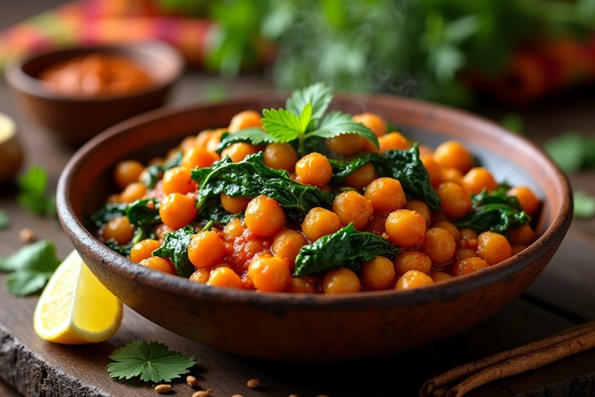 aromatic flavorful chana masala with spinach