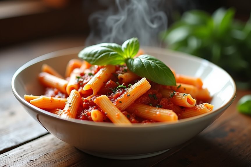 authentic spicy italian pasta with bacon