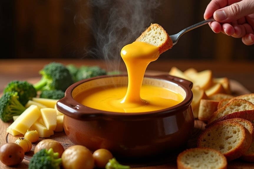 cheesy american style beer infused melty fondue
