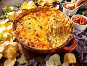 cheesy creamy chicken filled enchilada dip