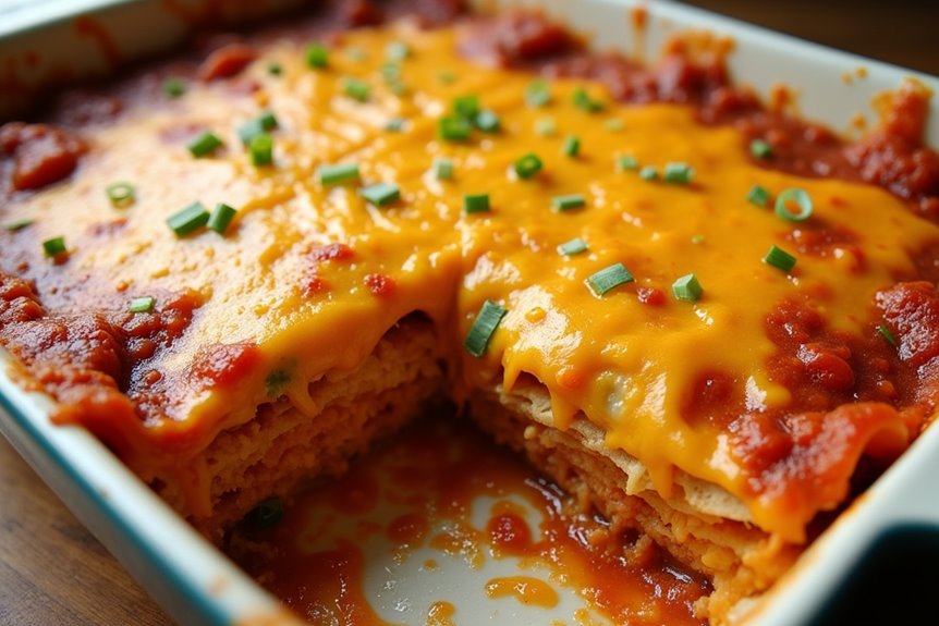 cheesy creamy enchilada inspired casserole delight