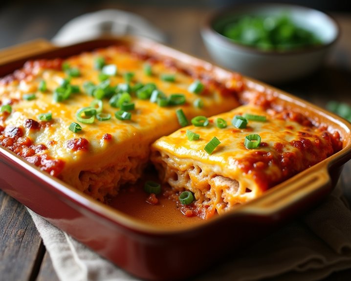 comforting cheesy layered mexican enchilada casserole