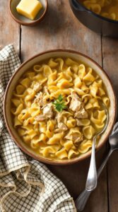 comforting slow cooked chicken noodle delight