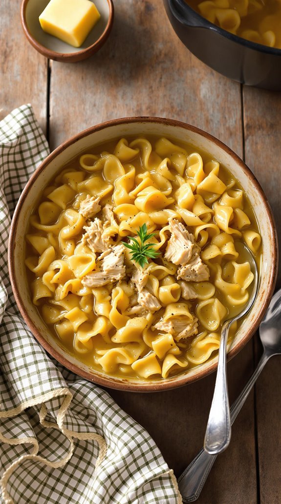 comforting slow cooked chicken noodle delight