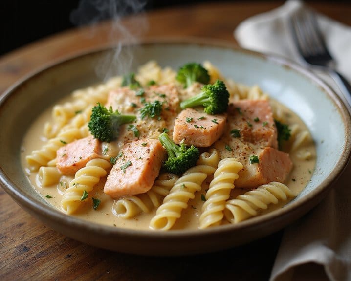creamy baked salmon and pasta