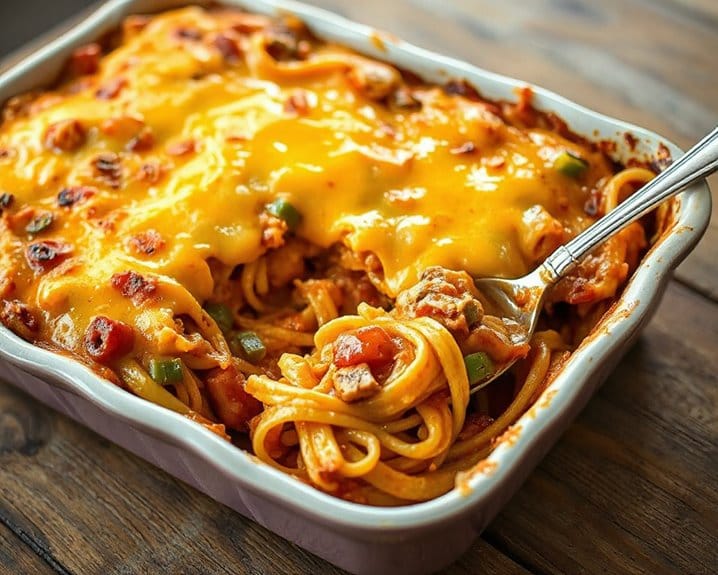 creamy cheesy comforting chicken spaghetti casserole