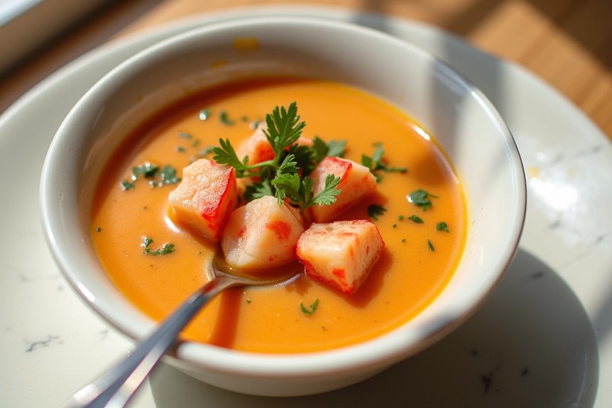 creamy low carb lobster infused seafood bisque