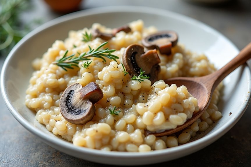 creamy pearl barley mushroom risotto