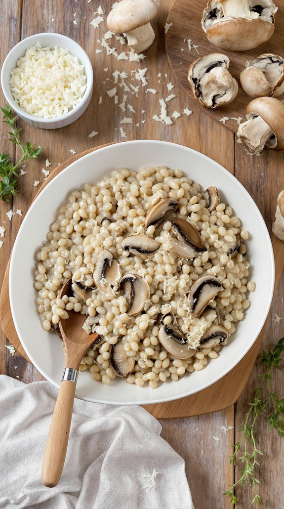creamy pearl barley oyster mushroom risotto