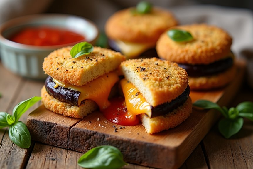 crispy cheesy golden eggplant mozzarella