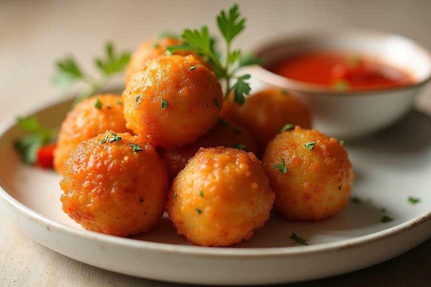 crispy golden bite sized shrimp balls