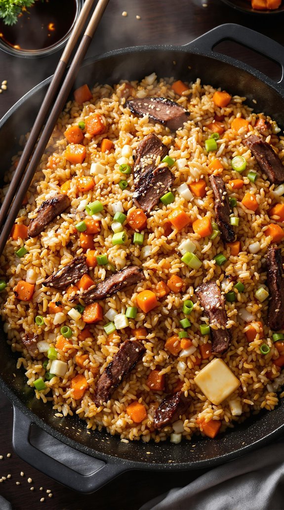 delectable grilled meat rice dish