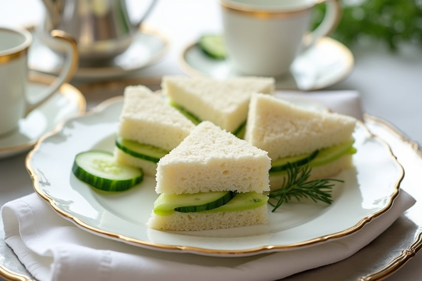 elegant delicate royal cucumber tea sandwiches