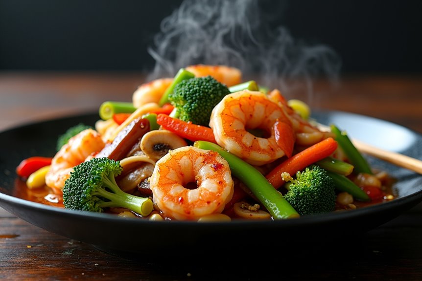 fiery asian shrimp stir fry with vibrant veggies