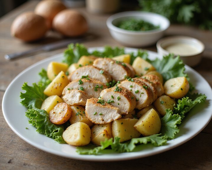 flavorful baked garlic chicken potato salad