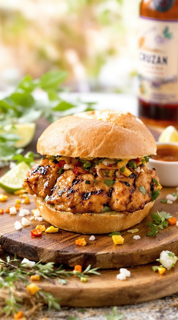 flavorful caribbean rum infused chicken sandwich