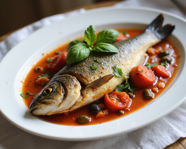 flavorful mediterranean sea bass piccante dish