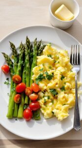 fluffy eggs fresh asparagus dish