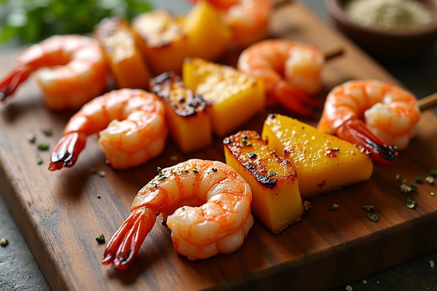grilled smoky sweet pineapple shrimp skewers