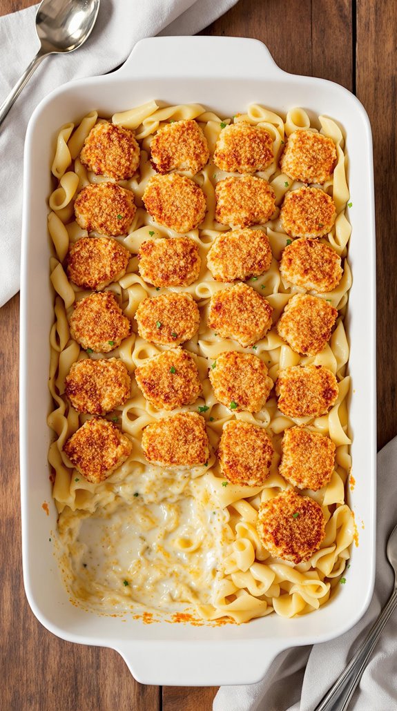 hearty comforting chicken nugget casserole