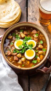 hearty german sausage and beer soup