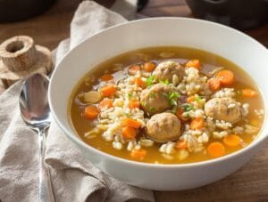 hearty meatball rice nourishing soup
