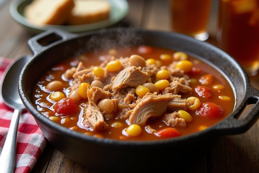 hearty smoky tangy sweet spicy southern brunswick stew