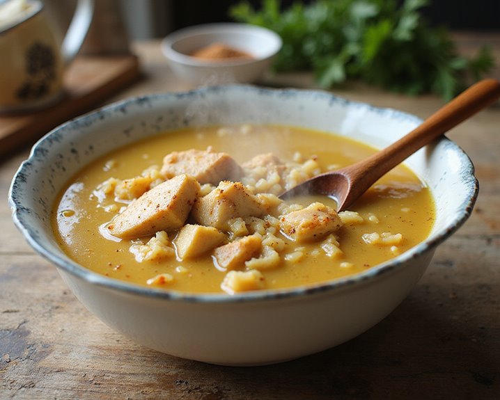 homemade comforting portuguese chicken rice soup