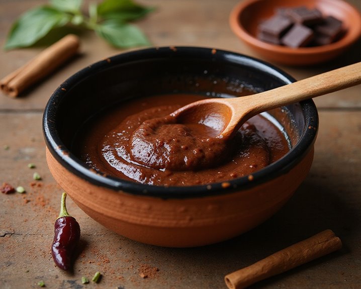 layered aromatic thickening chocolate enriched mole sauce
