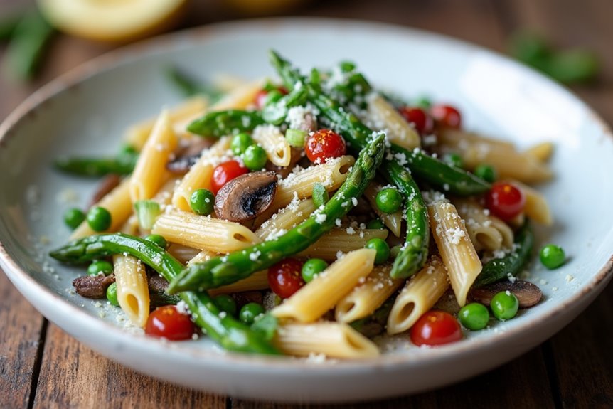 light fresh whole wheat pasta primavera
