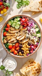 mediterranean chicken gyro lunch bowl