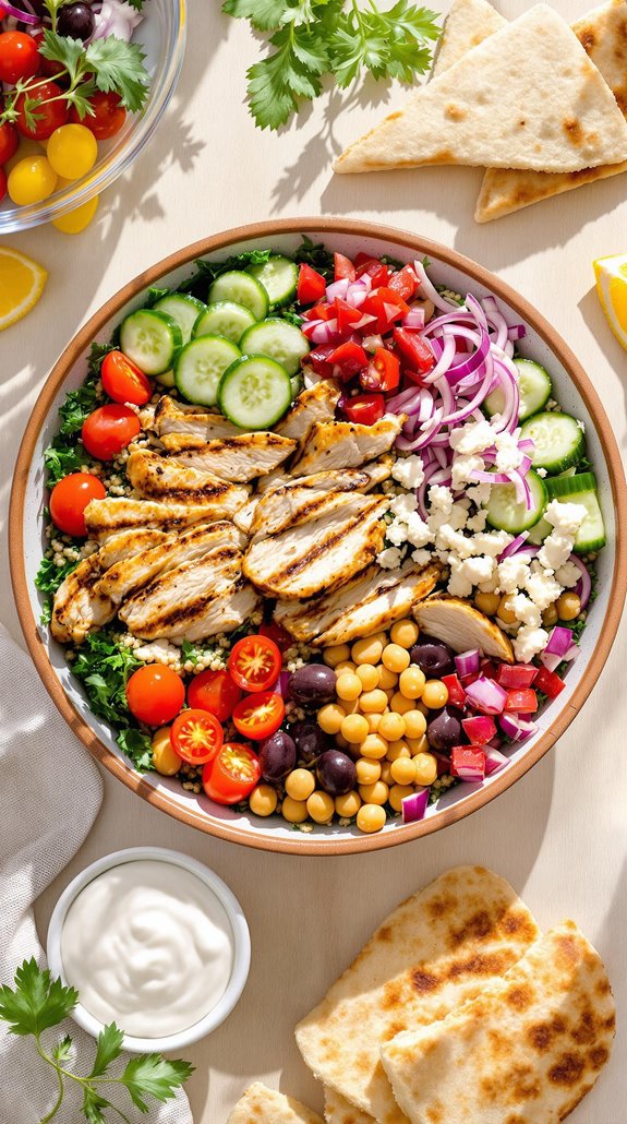 mediterranean chicken gyro lunch bowl
