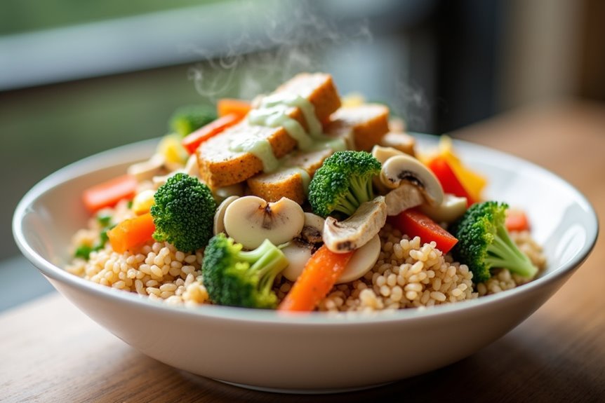 one pan creamy chicken veggie bowl