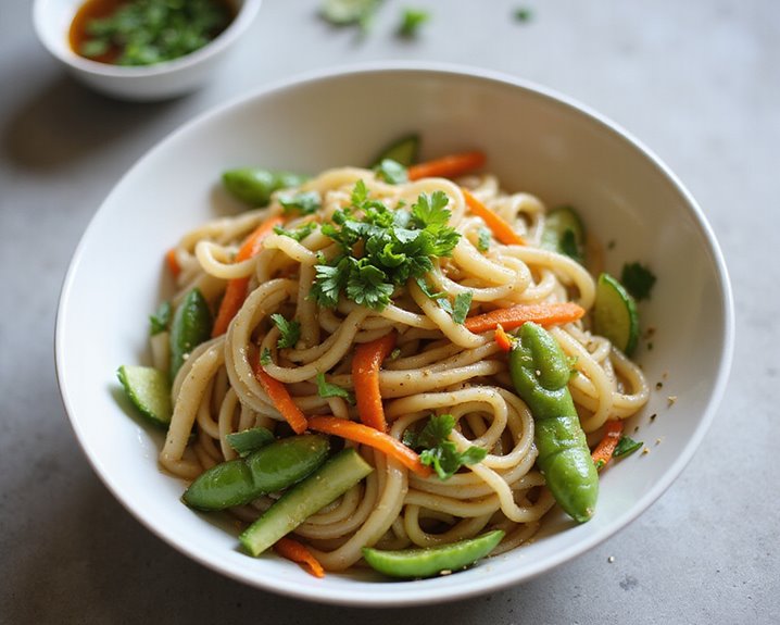 prepped chilled rinsed dressed noodle salad
