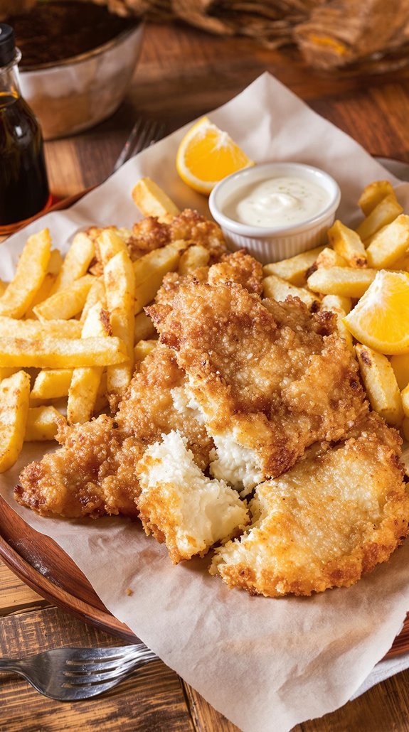pub style british fish and chips