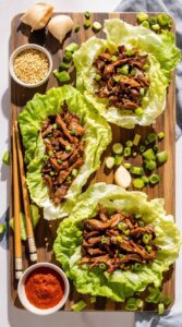 savory korean beef lettuce wrap