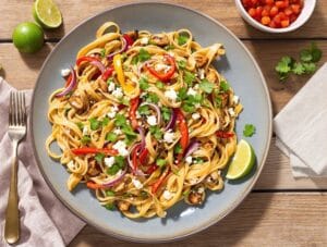 savory mexican infused fettuccine pasta