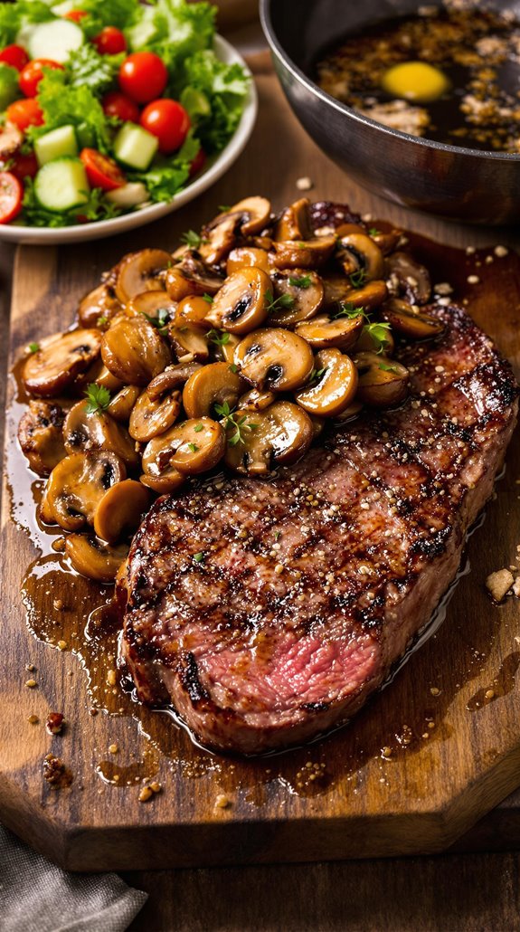savory mushroom enhanced ribeye steak
