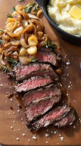 savory steak with caramelized sweetness