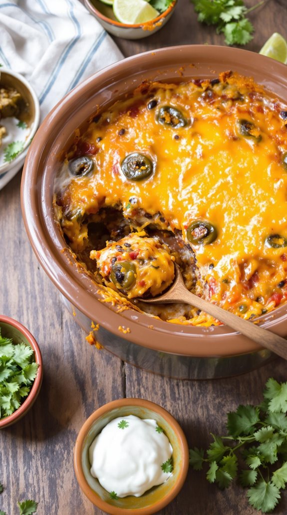 slow cooked bean filled chile stuffed enchiladas