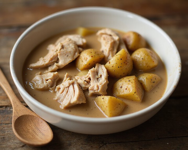 slow cooked chicken gravy with potatoes