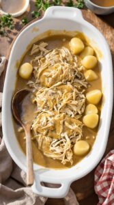 slow cooked chicken in flavorful gravy
