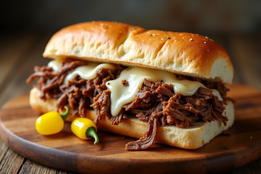 slow cooked flavorful cheesy italian beef