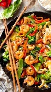 spicy sizzling asian inspired shrimp dish