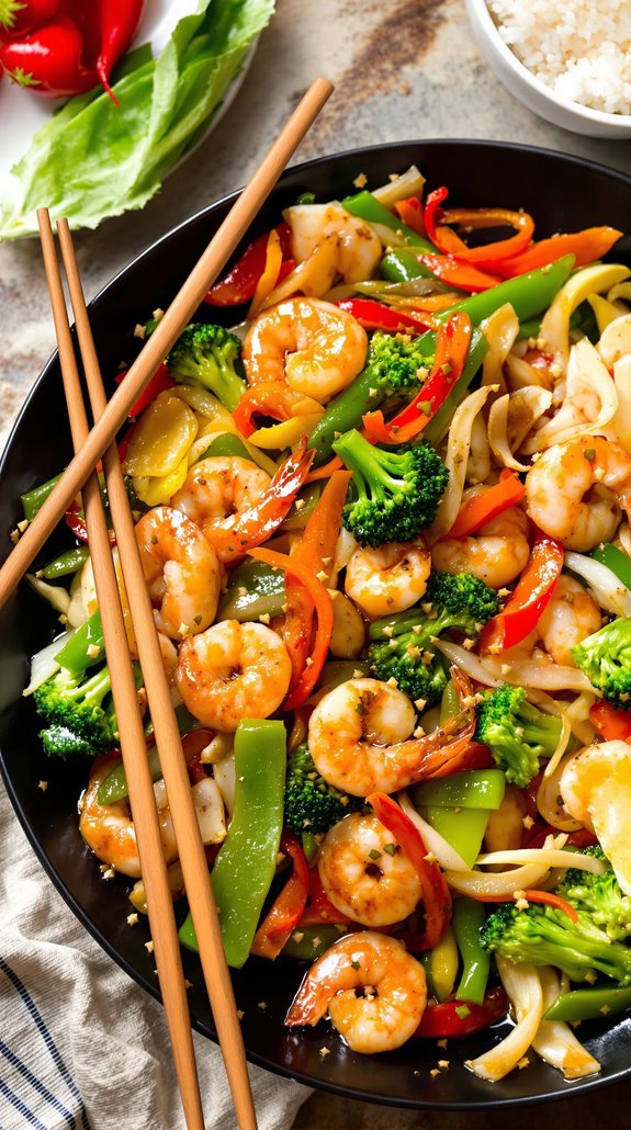 spicy sizzling asian inspired shrimp dish