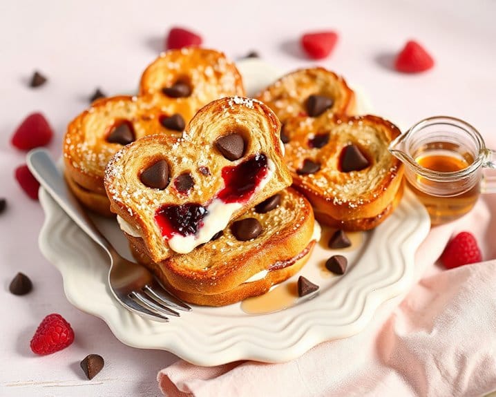 stuffed heart shaped french toast sandwiches