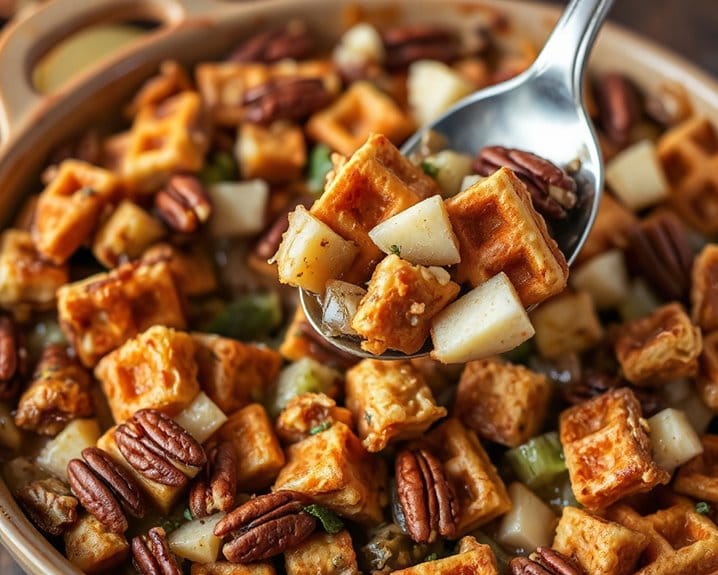 sweet and savory pecan waffle stuffing