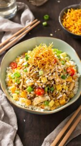 sweet savory asian inspired haystack