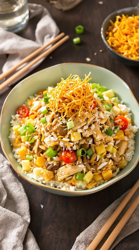 sweet savory asian inspired haystack