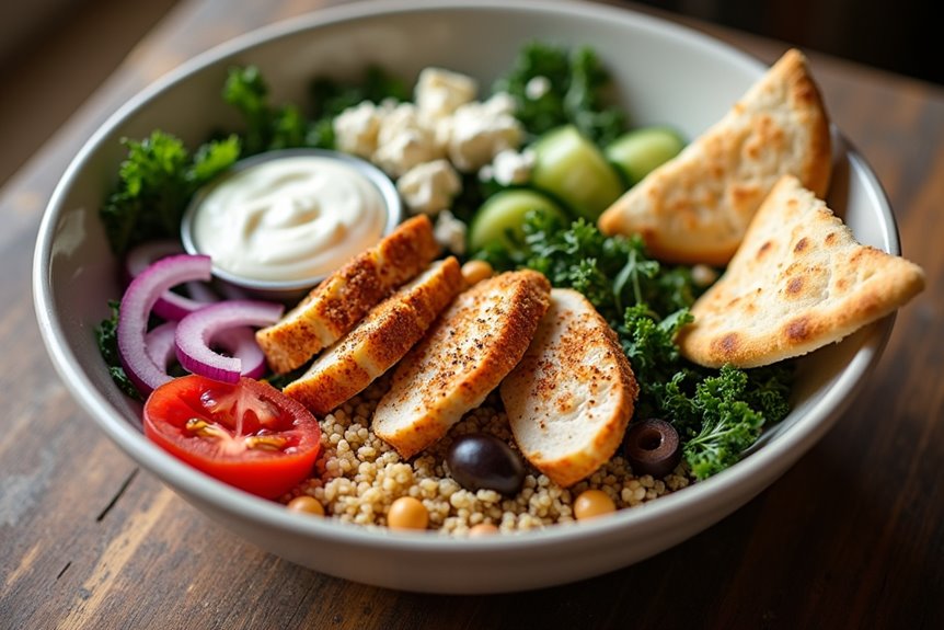 tangy creamy flavorful mediterranean chicken bowl